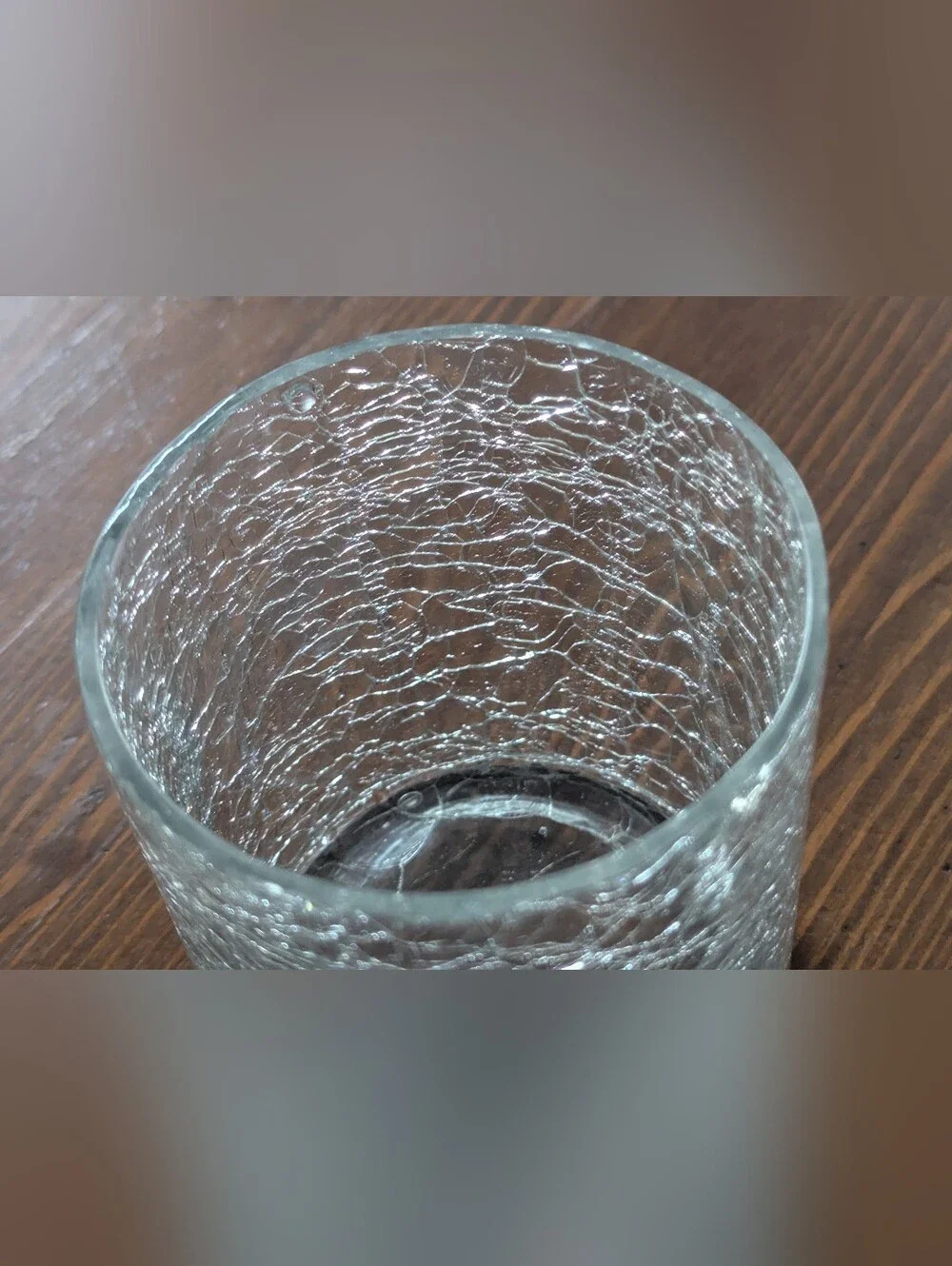 Clear Crackle Glass Jar with Chrome Finish Metal Lid. 5.5